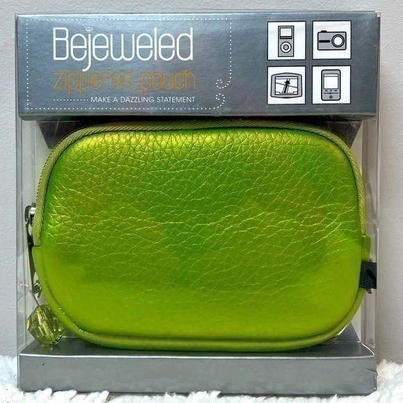 🥳HP🥳 C.R. Gibson "Bejeweled Green Peace" Zippered Pouch - Picture 1 of 6